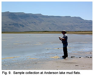 Fig. 9.  Sample collection at Anderson lake mud flats.